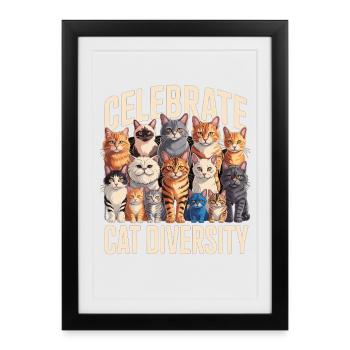 Célébrez la diversité des chats Chats - Affiche encadrée (27 × 37 cm) - noir - Devant
