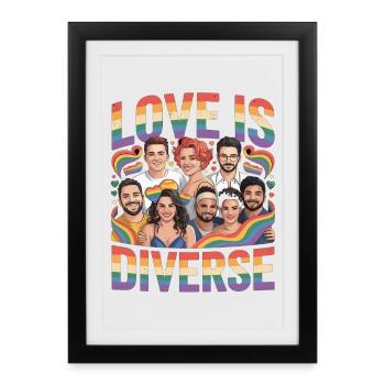 Love Is Diverse Pride Rainbow - Framed poster (27 × 37 cm) - black - Front