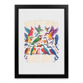Ailes différentes, un oiseau du ciel - Affiche encadrée (27 × 37 cm) - noir - Devant