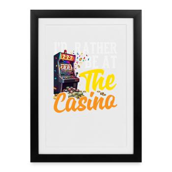 À la machine à sous de casino au poker - Affiche encadrée (27 × 37 cm) - noir - Devant