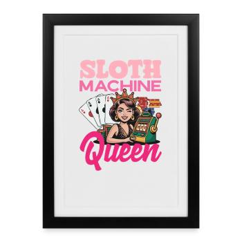 Poker de jeu au casino Machines à sous Queen - Affiche encadrée (27 × 37 cm) - noir - Devant