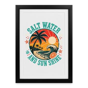 Strand Meer Salt Water Sun Shine Shirt - Gerahmtes Poster (27 × 37 cm) - Schwarz - Vorne
