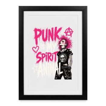 Punk Spirit Animal Spruch Shirt - Gerahmtes Poster (27 × 37 cm) - Schwarz - Vorne
