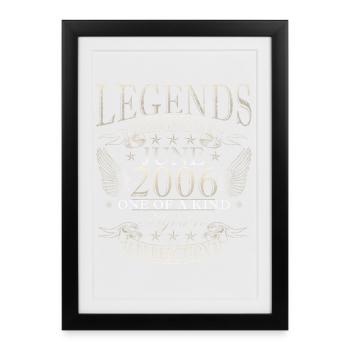 Cadeau du 20e anniversaire Légende Millésime de juin 2006 - Affiche encadrée (27 × 37 cm) - noir - Devant