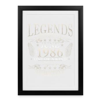 June 1986 Vintage Retro Birthday Gift - Framed poster (27 × 37 cm) - black - Front