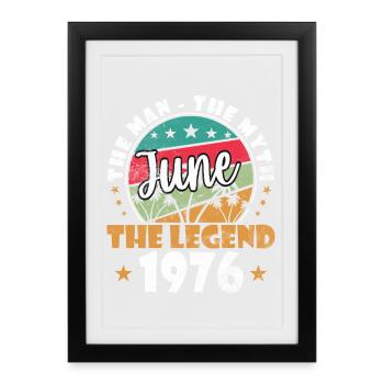 June Retro 1976 Legende - Gerahmtes Poster (27 × 37 cm) - Schwarz - Vorne