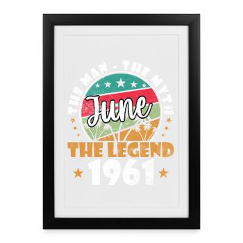 June Legend 1961 Retro Badge - Framed poster (27 × 37 cm) - black - Front