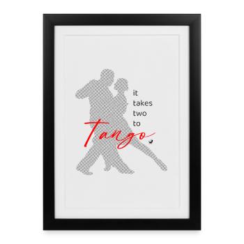 Dancing Tango Couple Silhouette with Inscription - Framed poster (27 × 37 cm) - black - Front