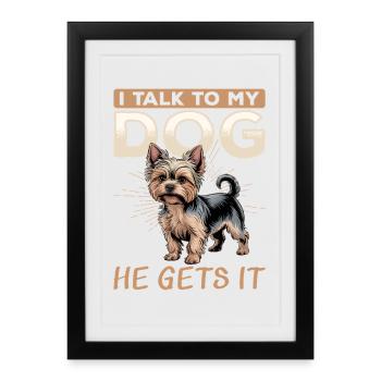 Yorkshire Terrier Yorkshire Race de chien Yorkshire - Affiche encadrée (27 × 37 cm) - noir - Devant