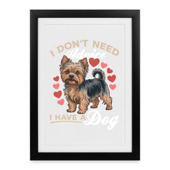 Yorkshire Terrier Yorkshire Race de chien Yorkshire - Affiche encadrée (27 × 37 cm) - noir - Devant