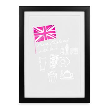 EXANGLIA (Rose + Blanc) - Affiche encadrée (27 × 37 cm) - noir - Devant