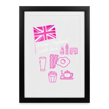 EXANGLIA (Texte rose + blanc) - Affiche encadrée (27 × 37 cm) - noir - Devant