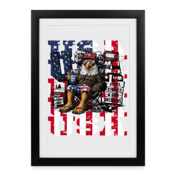 USA Merica Chug Life Stars Stripes And Bad - Framed poster (27 × 37 cm) - black - Front