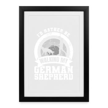 Better to walk with my German shepherd - Framed poster (27 × 37 cm) - black - Front