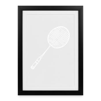 Badminton Racket Drawing - Framed poster (27 × 37 cm) - black - Front
