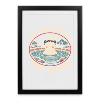Onsen Thermal Bath Introvert In Hot Water - Framed poster (27 × 37 cm) - black - Front