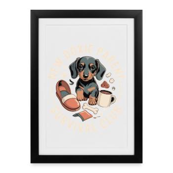 Club de survie teckel - Affiche encadrée (27 × 37 cm) - noir - Devant