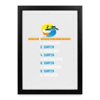 Mein Surf-Wochenende – Surf Schedule - Gerahmtes Poster (27 × 37 cm) - Schwarz - Vorne