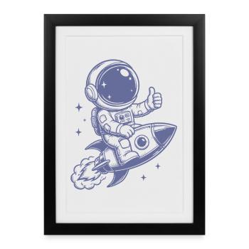 Astronaut on rocket space adventure - Framed poster (27 × 37 cm) - black - Front