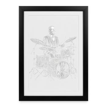 Herbert Hoover joue de la batterie - Affiche encadrée (27 × 37 cm) - noir - Devant