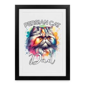 Papa chat perse - Affiche encadrée (27 × 37 cm) - noir - Devant