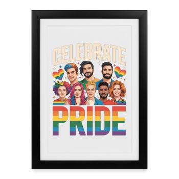 Célébrez la Fierté Arc-en-ciel LGBTQ - Affiche encadrée (27 × 37 cm) - noir - Devant