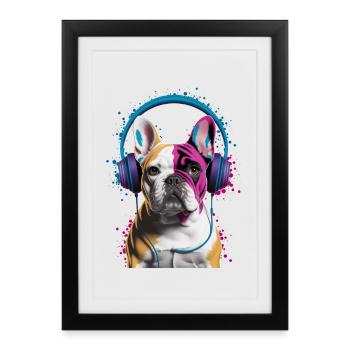 Casques Frenchie Bulldog français - Affiche encadrée (27 × 37 cm) - noir - Devant