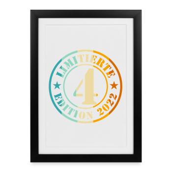 4e anniversaire, jeunes filles - Affiche encadrée (27 × 37 cm) - noir - Devant