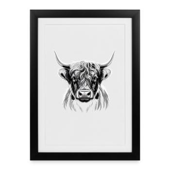 Bovins Highland - Affiche encadrée (27 × 37 cm) - noir - Devant