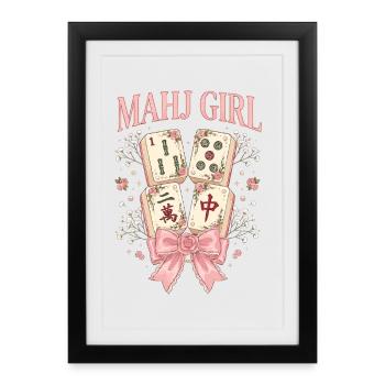 Mahj Girl Mahjong Lover Mahjong Player - Framed poster (27 × 37 cm) - black - Front
