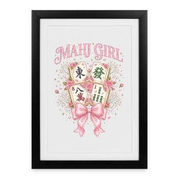 Mahj Girl Mahjong Lover Mahjong Player - Framed poster (27 × 37 cm) - black - Front
