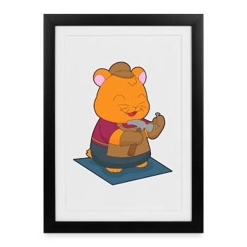 Hamster Zimmermann Hammer Handwerk - Gerahmtes Poster (27 × 37 cm) - Schwarz - Vorne