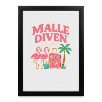 Malle Divas On Tour Women's Flamingo Mallorca Party - Framed poster (27 × 37 cm) - black - Front