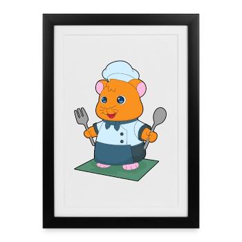 Cuisine de la cuisine pour couverts de hamster - Affiche encadrée (27 × 37 cm) - noir - Devant