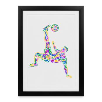 Soccer Colorful Soccer Players Kids Soccer Players - Framed poster (27 × 37 cm) - black - Front