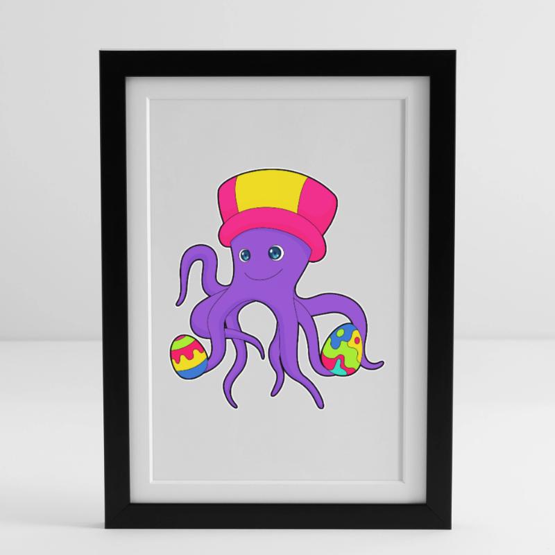 Octopus Easter Easter Eggs Framed poster (27 × 37 cm)