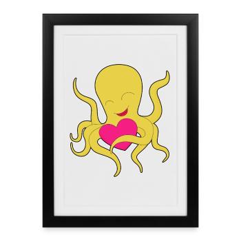 Cœur de pieuvre - Affiche encadrée (27 × 37 cm) - noir - Devant