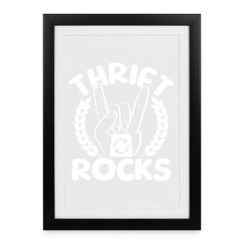Magasin d’occasion Les roches d’occasion adorent la friperie - Affiche encadrée (27 × 37 cm) - noir - Devant