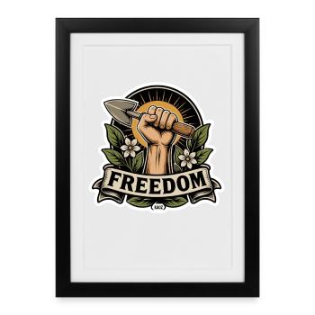 Emblème du Poing de la Liberté avec pelle - Affiche encadrée (27 × 37 cm) - noir - Devant