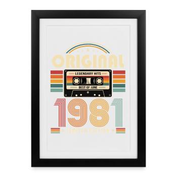 Cadeau du 45e anniversaire Millésime Juin Millésime 1981 - Affiche encadrée (27 × 37 cm) - noir - Devant