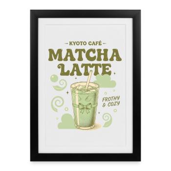 Kyoto Cafe Matcha Latte Frothy And Cozy Matcha Tea - Framed poster (27 × 37 cm) - black - Front