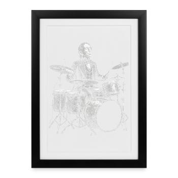 John Tyler plays drums - Framed poster (27 × 37 cm) - black - Front