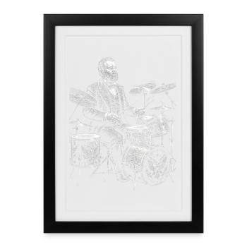 Ulysses S. Grant joue de la batterie - Affiche encadrée (27 × 37 cm) - noir - Devant