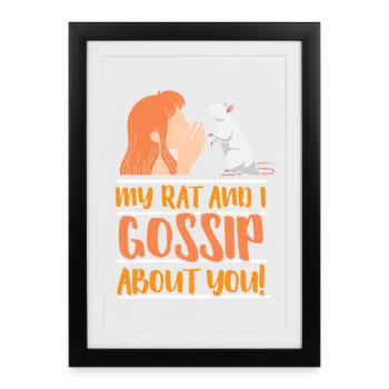 Rat, rat de maison, propriétaire de rats, amoureux des rats - Affiche encadrée (27 × 37 cm) - noir - Devant