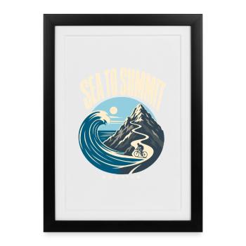 Ascension de la côte sur route de la mer au sommet de la Corse - Affiche encadrée (27 × 37 cm) - noir - Devant