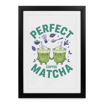 Parfait Coffee Matcha Thé Vert Matcha Lover - Affiche encadrée (27 × 37 cm) - noir - Devant