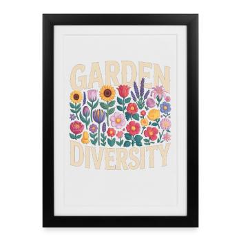 Jardin Diversité Florale - Affiche encadrée (27 × 37 cm) - noir - Devant