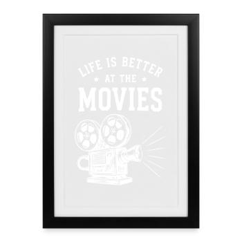 Life is better at the movies Kino Film Retro - Framed poster (27 × 37 cm) - black - Front