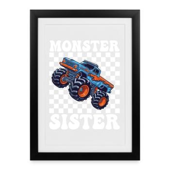 Monster Truck Sister Motif - Framed poster (27 × 37 cm) - black - Front
