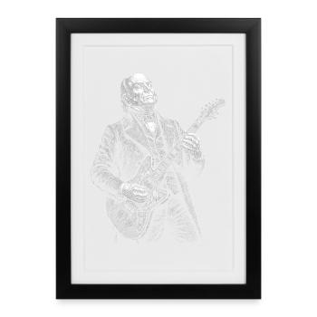 John Quincy Adams jouant de la guitare - Affiche encadrée (27 × 37 cm) - noir - Devant
